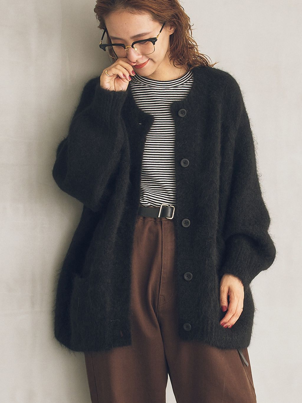 超超スペシャル 60s usa製 アルパカ カーディガン ブラック 黒 L 美品 40周年 / 予約》S.SHIORI*S アルパカ混カーディガンのコーディネート