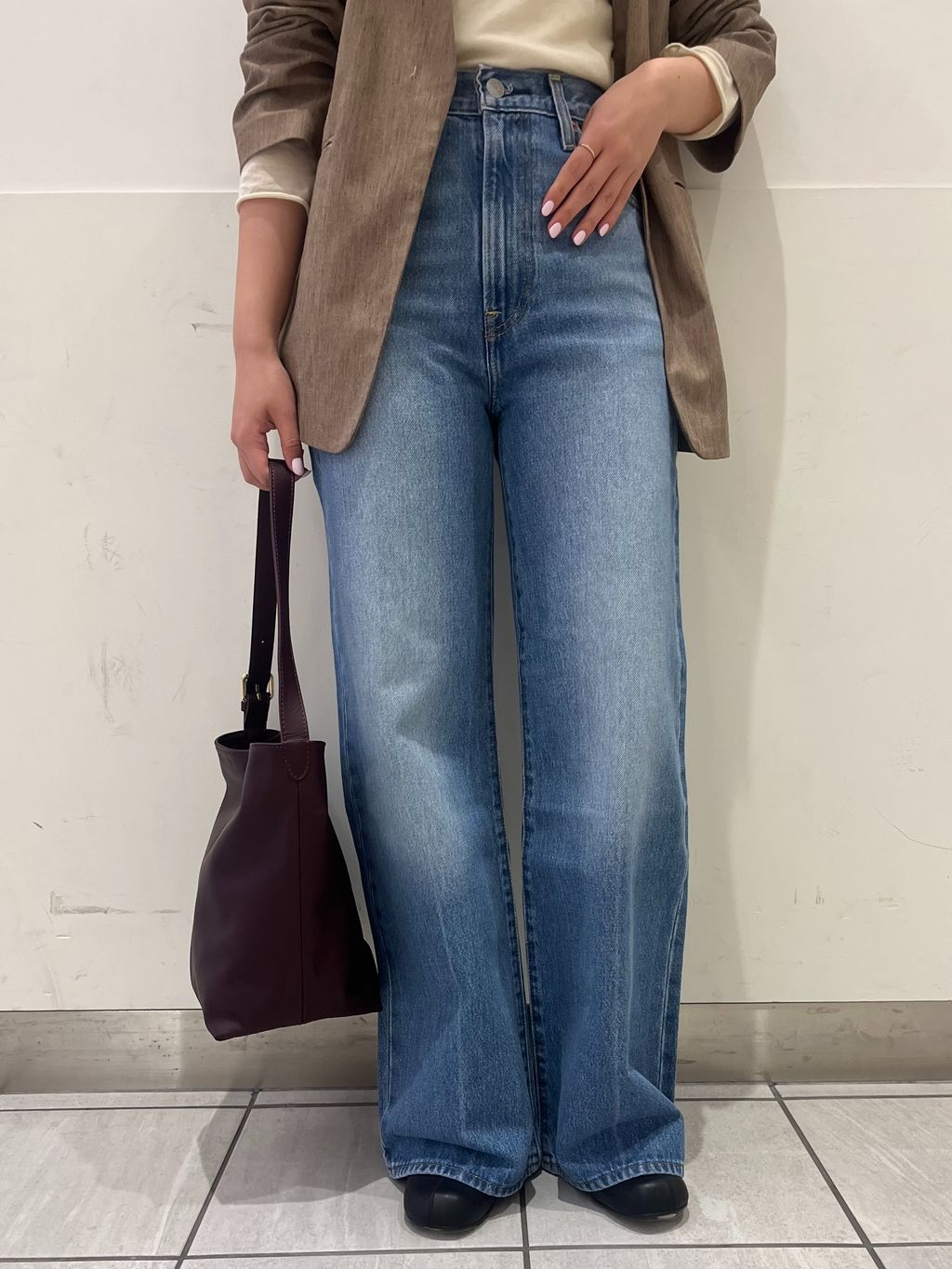 メランジュヘリンボーンカラーレスジャケットのコーディネートスナップ