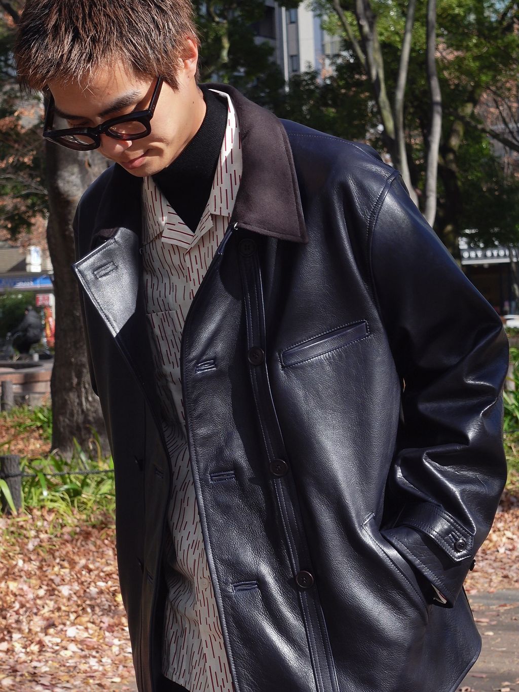 L`etiquette × EDIFICE】Le Corbusier レザー ジャケットの