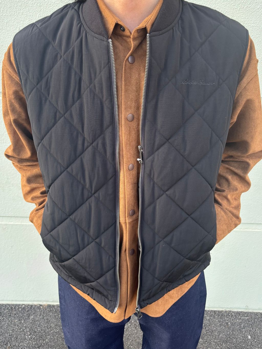 Eddie Bauer 別注 中綿 キルティングベストのコーディネートスナップ