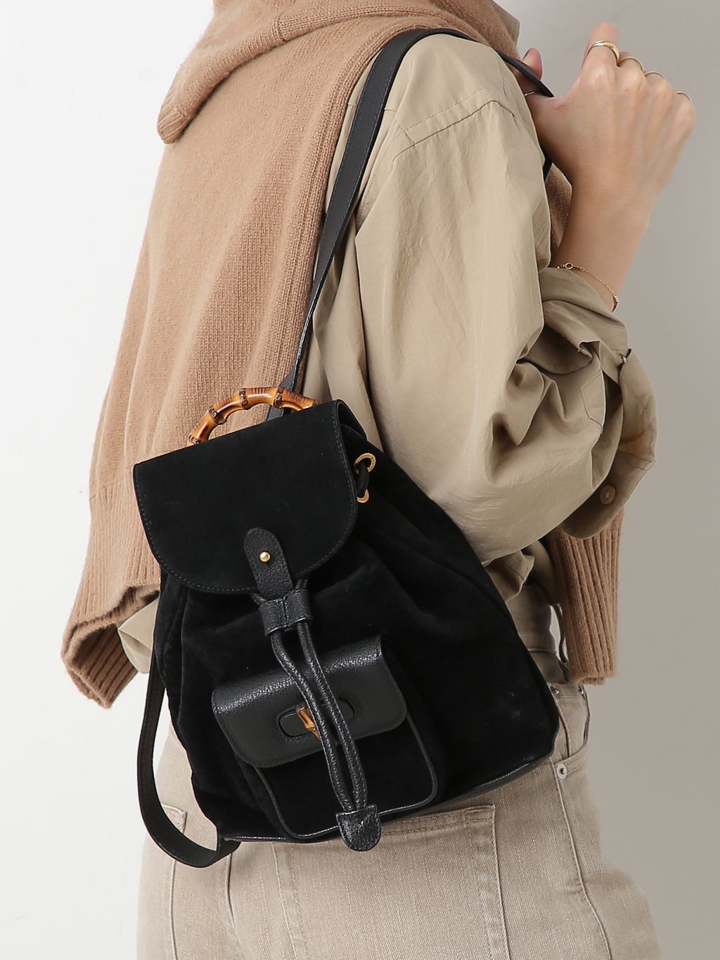 VINTAGE GUCCI/グッチ】Bamboo backpack mini suedeのコーディネート