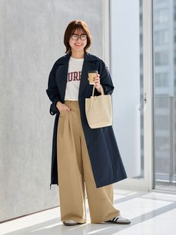 コットンナイロンライトトレンチコートのコーディネートスナップ