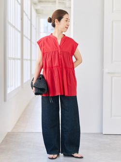 ラミーミックススキッパーブラウスのコーディネートスナップ（Yuka