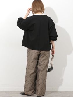 ノーカラーコクーンブルゾンのコーディネートスナップ（makoto