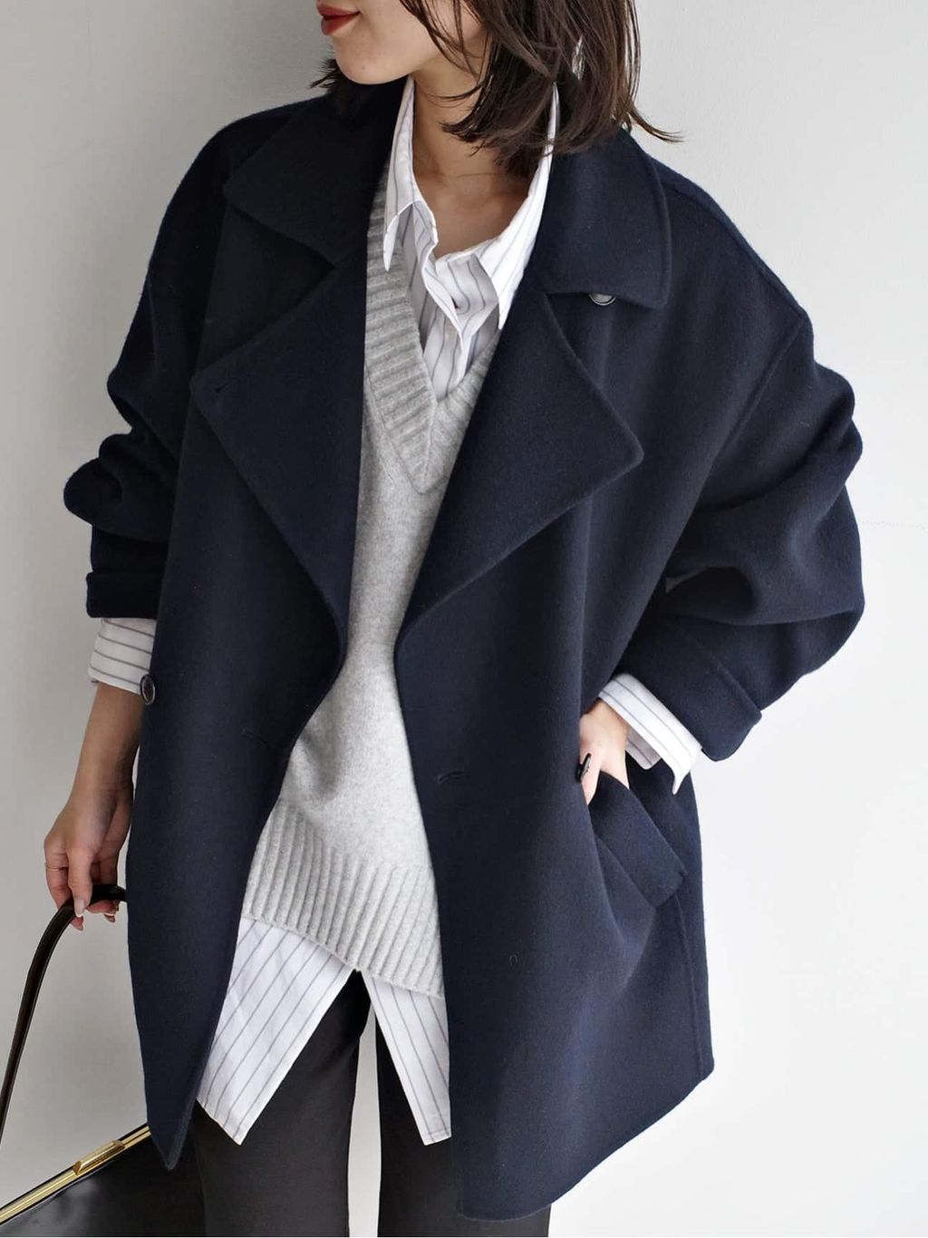 シリーズあり/追加予約》souple wool ダブルフェイスミドルコートの