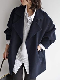 シリーズあり/追加予約》souple wool ダブルフェイスミドルコートの