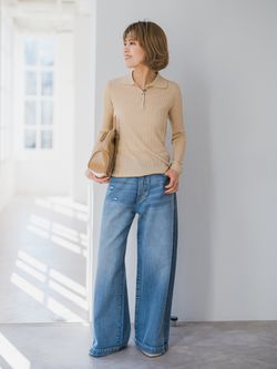 手洗い可 / シアーポロシャツニットプルオーバー（ニット／セーター