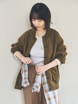 手洗い可能 / 予約》フェイクスエードブルゾンのコーディネート