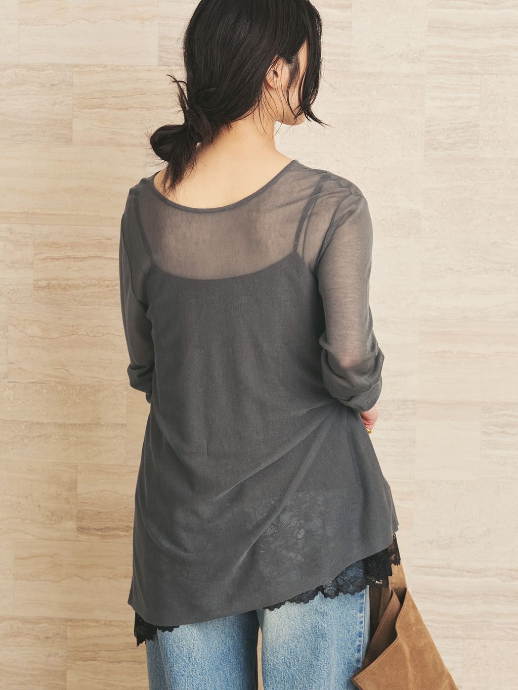Acetate mix 2way flare ニットのコーディネートスナップ（shoko
