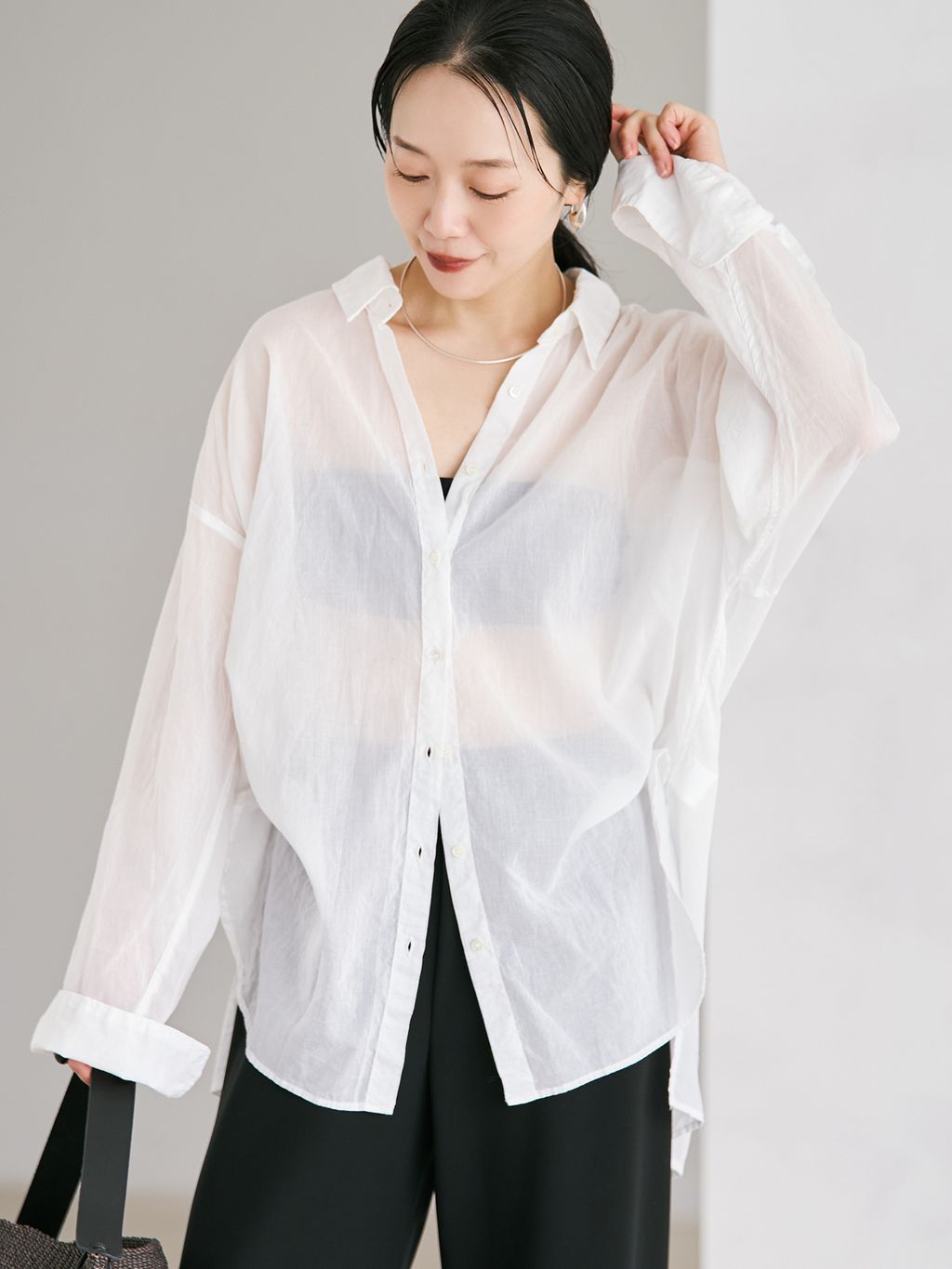 ＊Plage fluffy シャツ 追加予約》fluffy sheer シャツ 2のコーディネートスナップ（midori