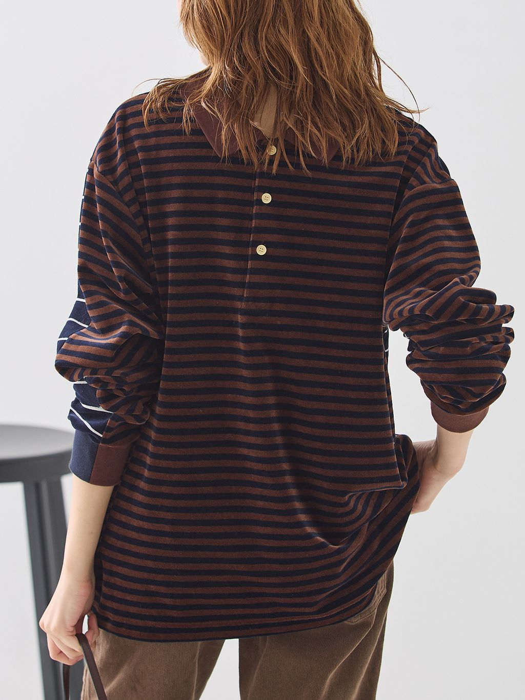 INSCRIRE/アンスクリア Velvet Border W Polo Shirt シャツの