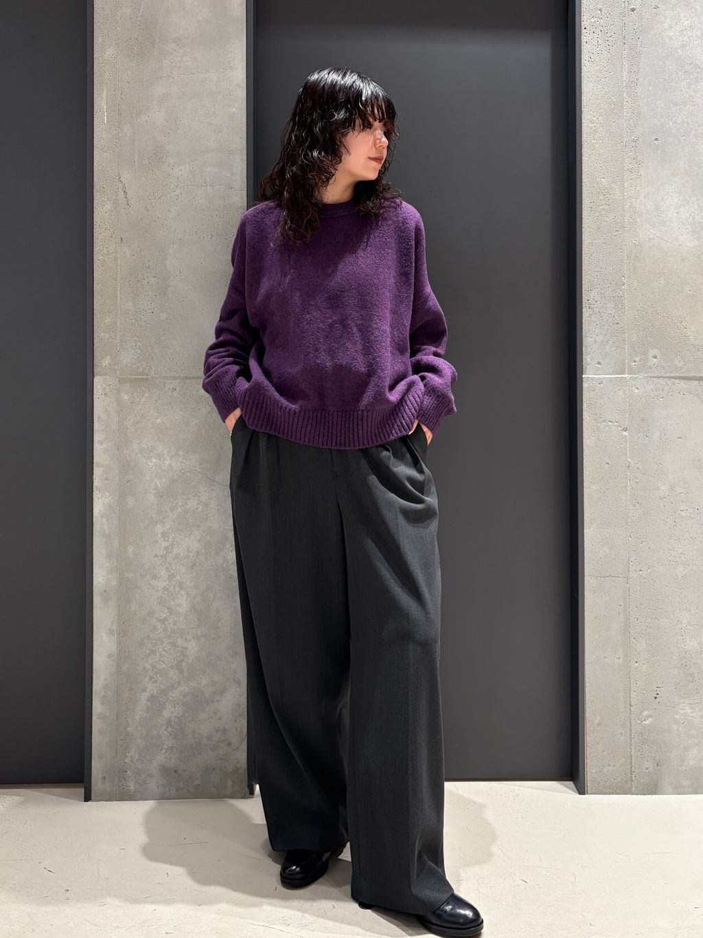 BALLI/CHECKスタンドカラーショートコートのコーディネートスナップ