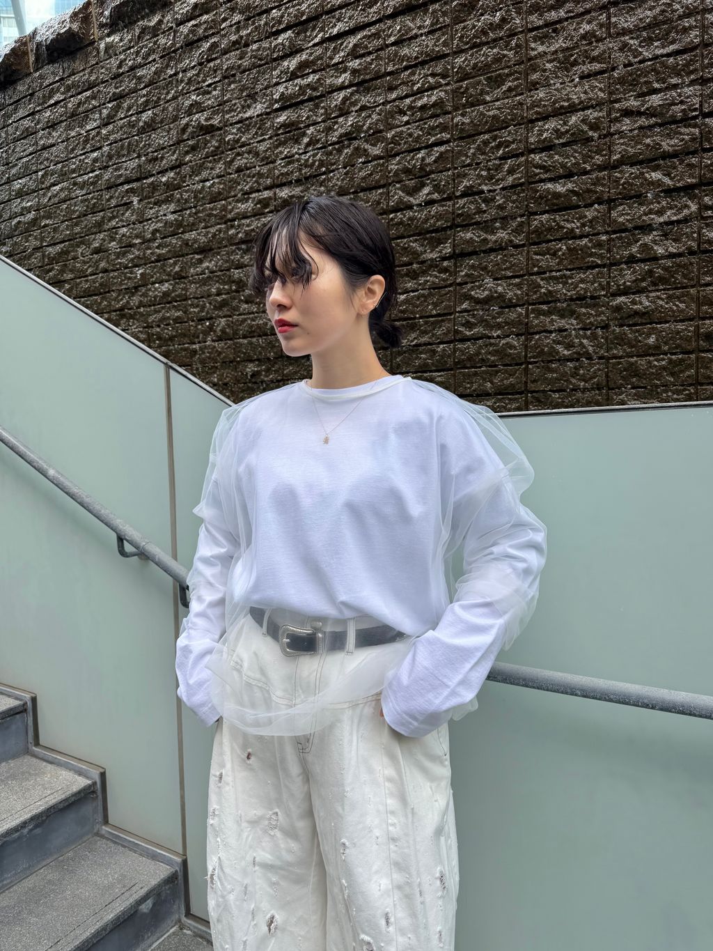 CITYSHOP THE MOOD チュール ロングTシャツ THE MOOD]チュール ロングTシャツ（Tシャツ／カットソー）｜CITYSHOP