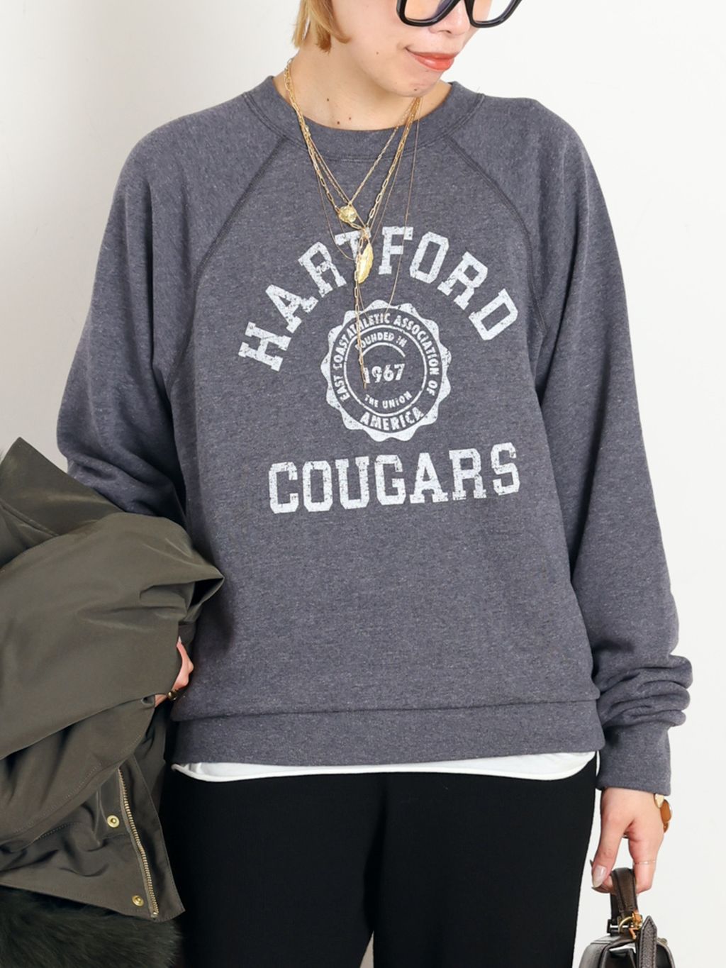 予約》college print sweat Pulloverのコーディネートスナップ（MAE