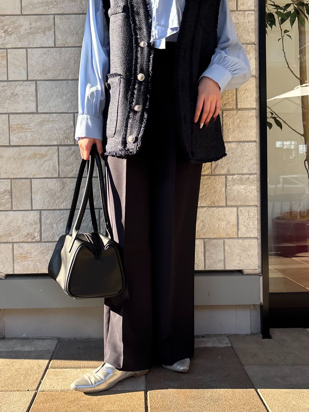 ウォッシャブル / 前開きツイードベストのコーディネートスナップ