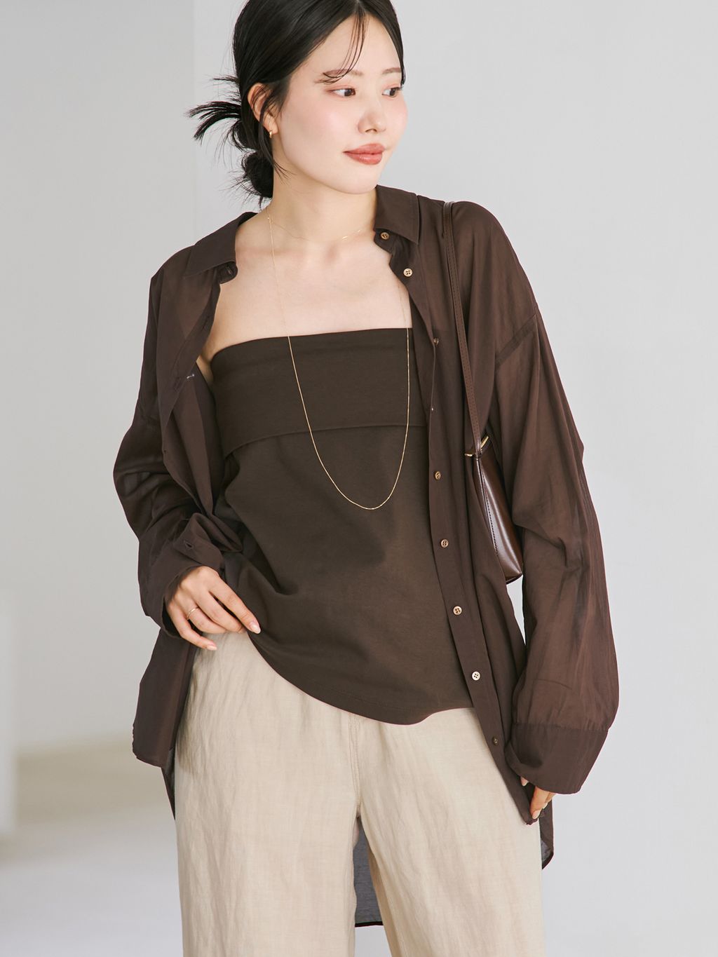 new cotton sheer シャツのコーディネートスナップ（risa）｜Plage