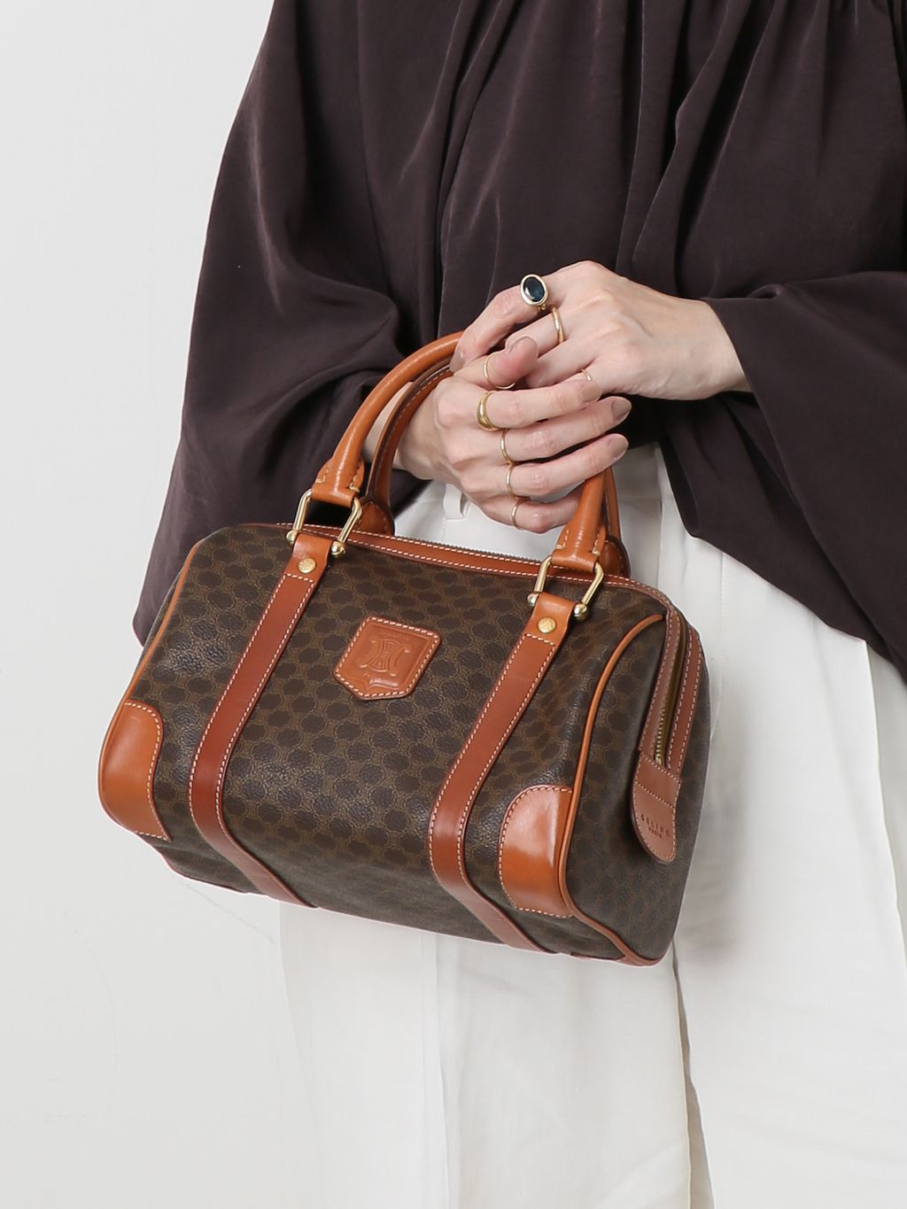VINTAGE CELINE/セリーヌ】マカダム ボストンバッグ 25の