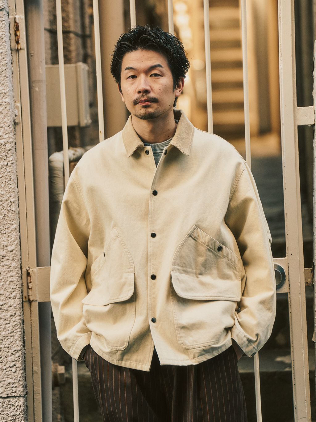 コットンツイル ハンティングジャケットのコーディネートスナップ