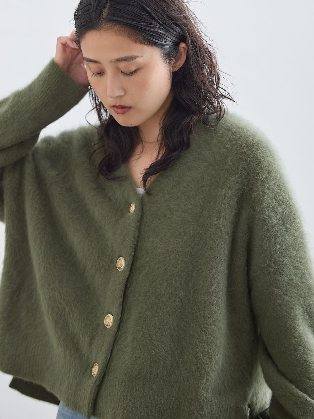 一部WEB限定カラー/追加》FOX CASHMERE Vネックカーディガンの