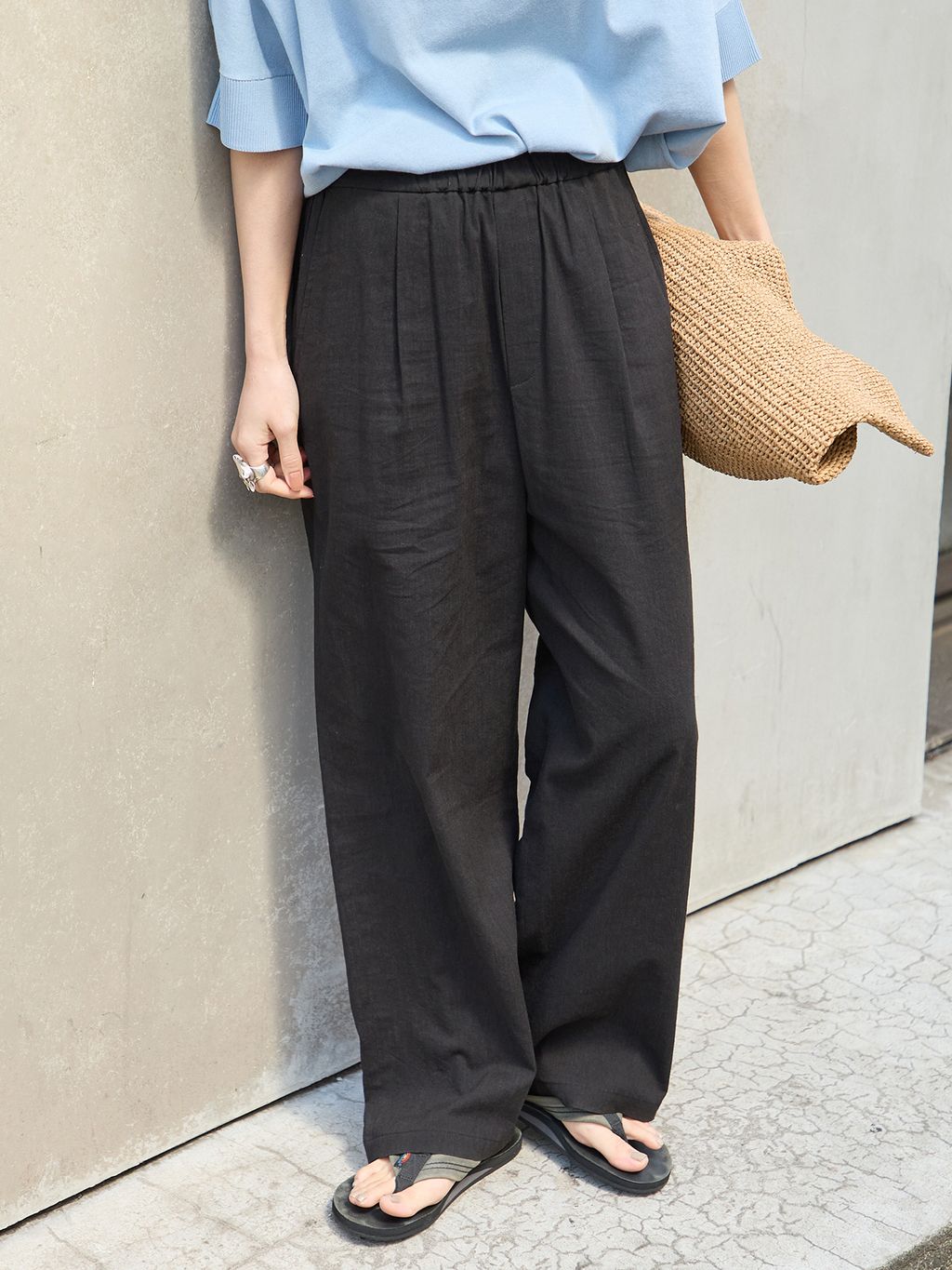 ウォッシャブルコットンリネンVISストレートパンツ 追加》ウォッシャブルコットンリネンVISストレートパンツの