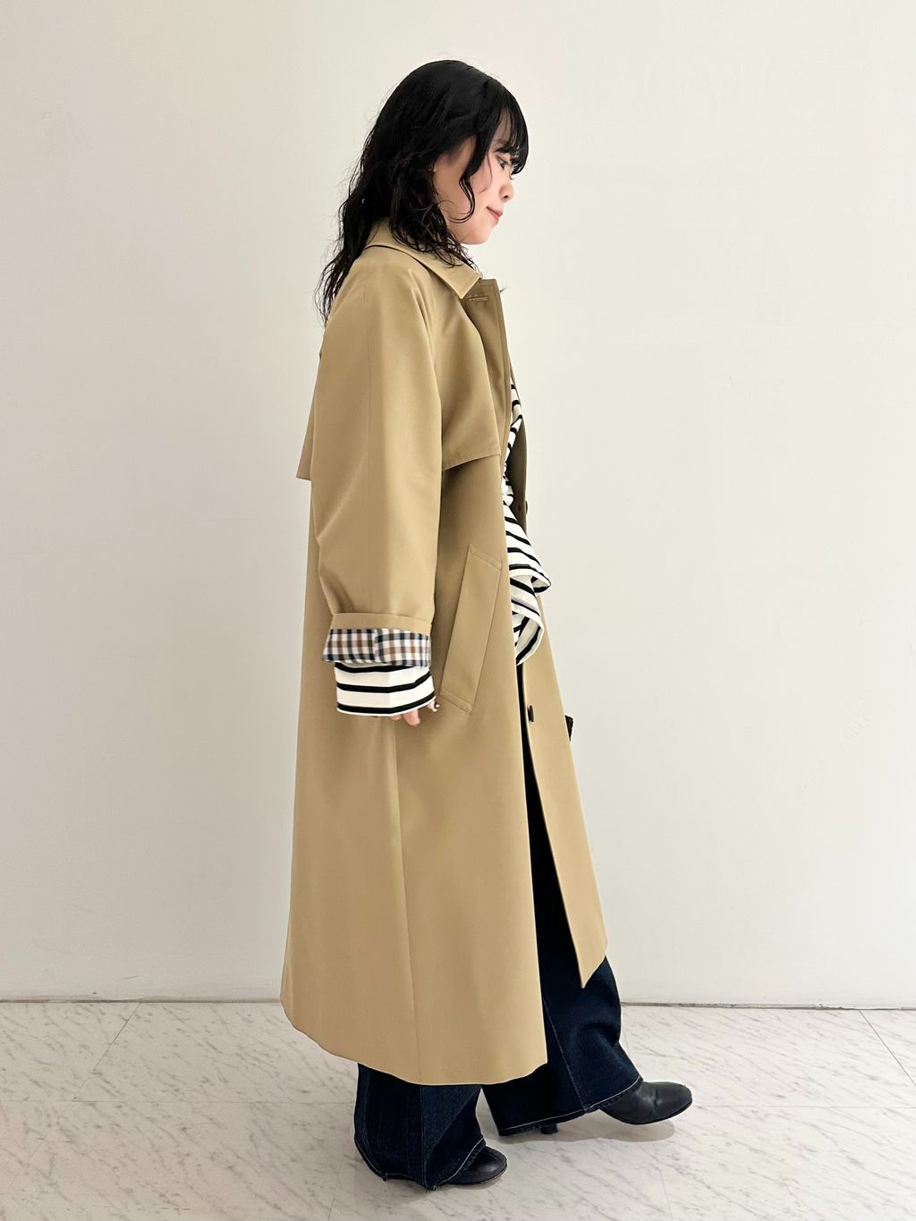 金子綾さん着用】【別注】Aquascutum×LESSAGE ステンカラーコートの