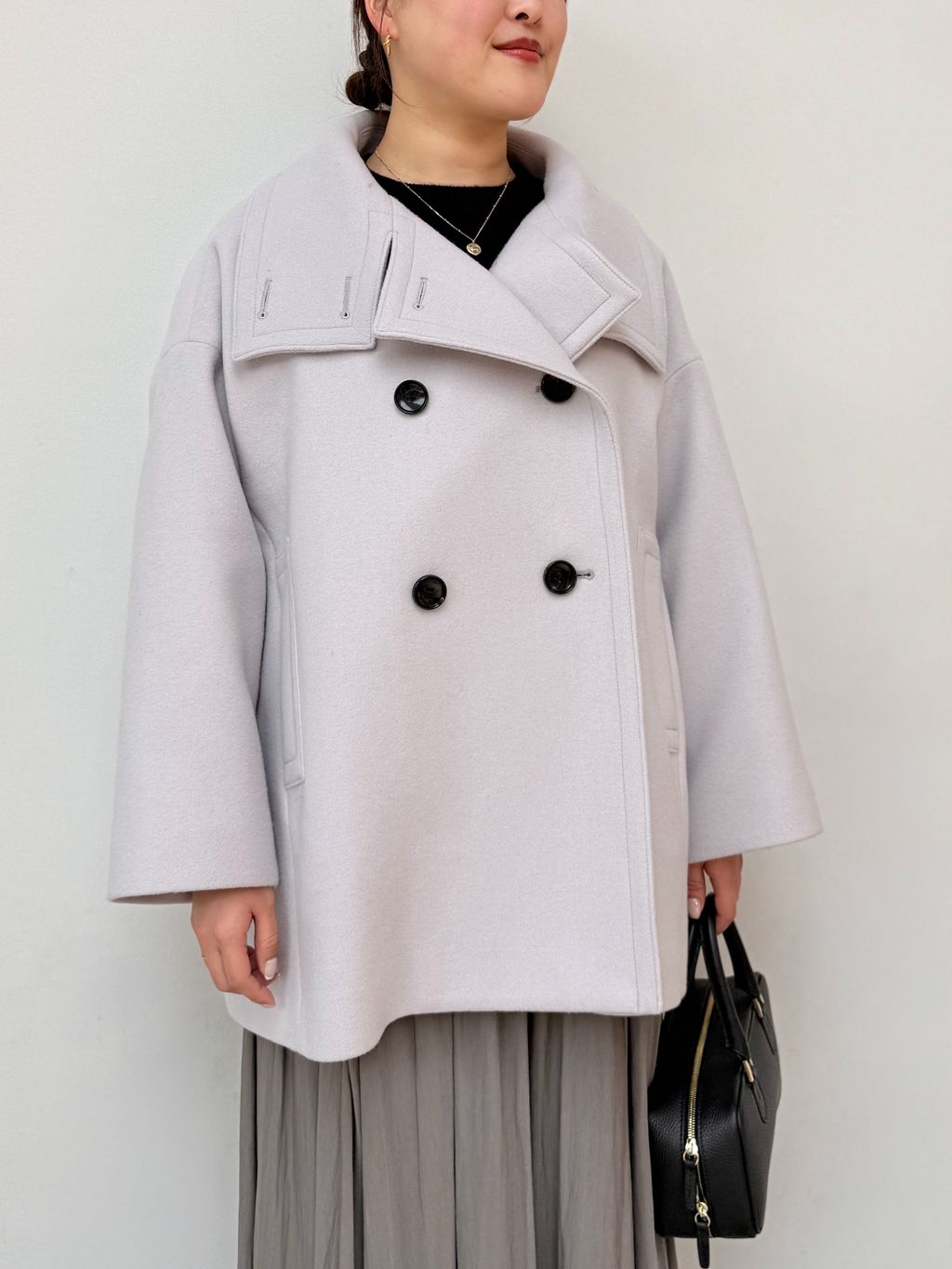 追加・WEB限定カラー》スタンドカラーオーバーコートのコーディネート