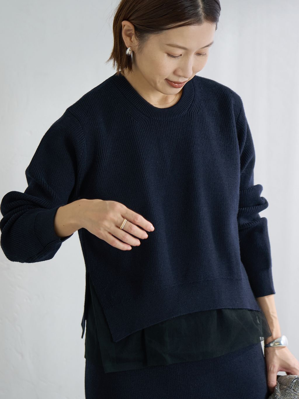 チュールハーフリブスカートのコーディネートスナップ（Suzy）｜IENA