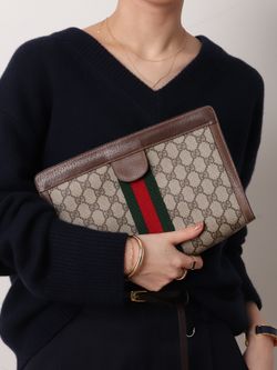 VINTAGE GUCCI /グッチ】 クラッチバッグ gg webのコーディネート