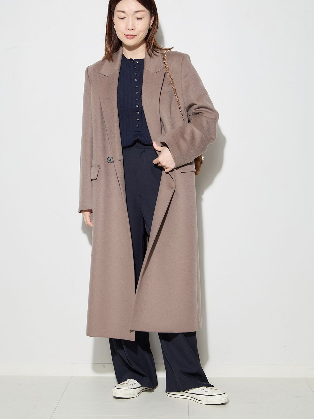 journal standard L'ESSAGE 100%カシミヤ コート カシミヤMIXウールチェスターコートのコーディネートスナップ