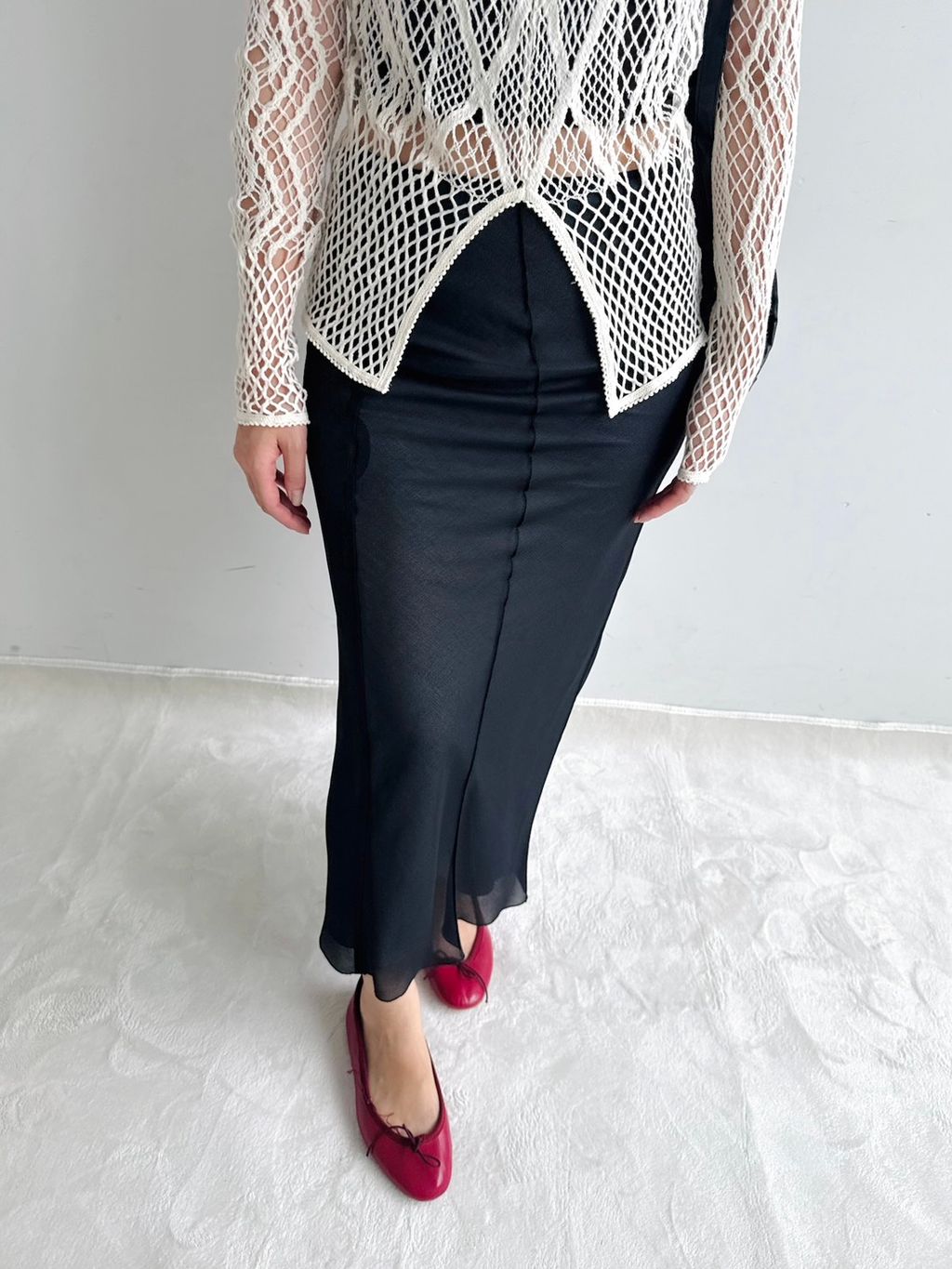 EUCHRONIA/ユークロニア】 Stretch Lace Long Sleeve Teeの