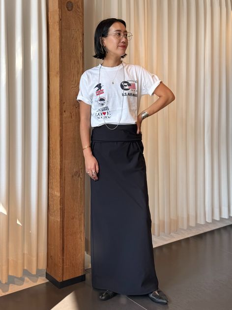 追加3》[THE MOOD]スラブボーダーロングTシャツのコーディネート