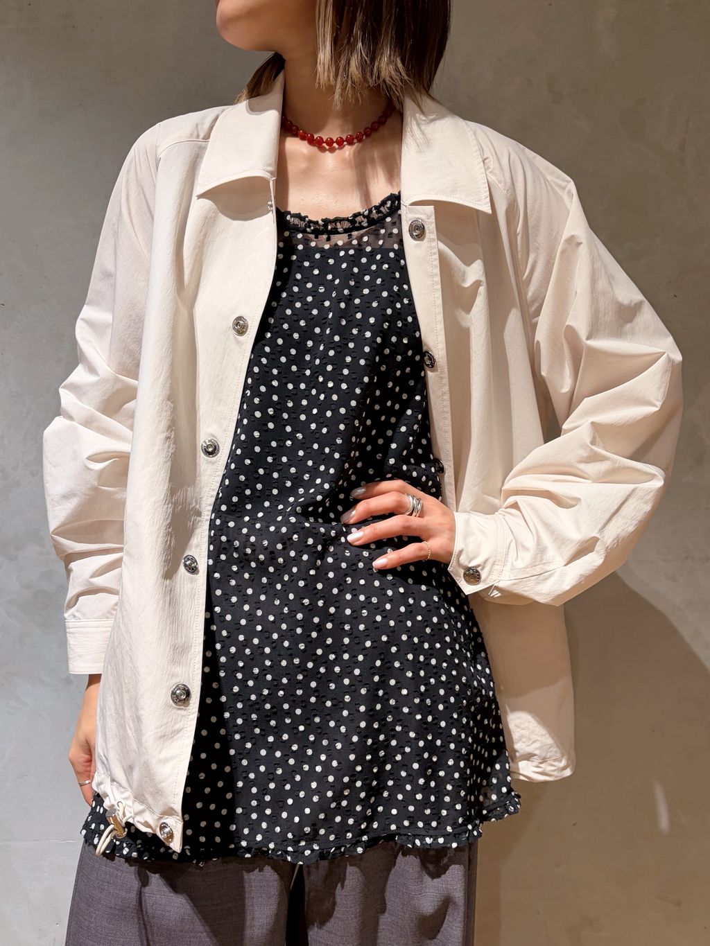 IENA LA BOUCLE シアードットタンクブラウスのコーディネートスナップ