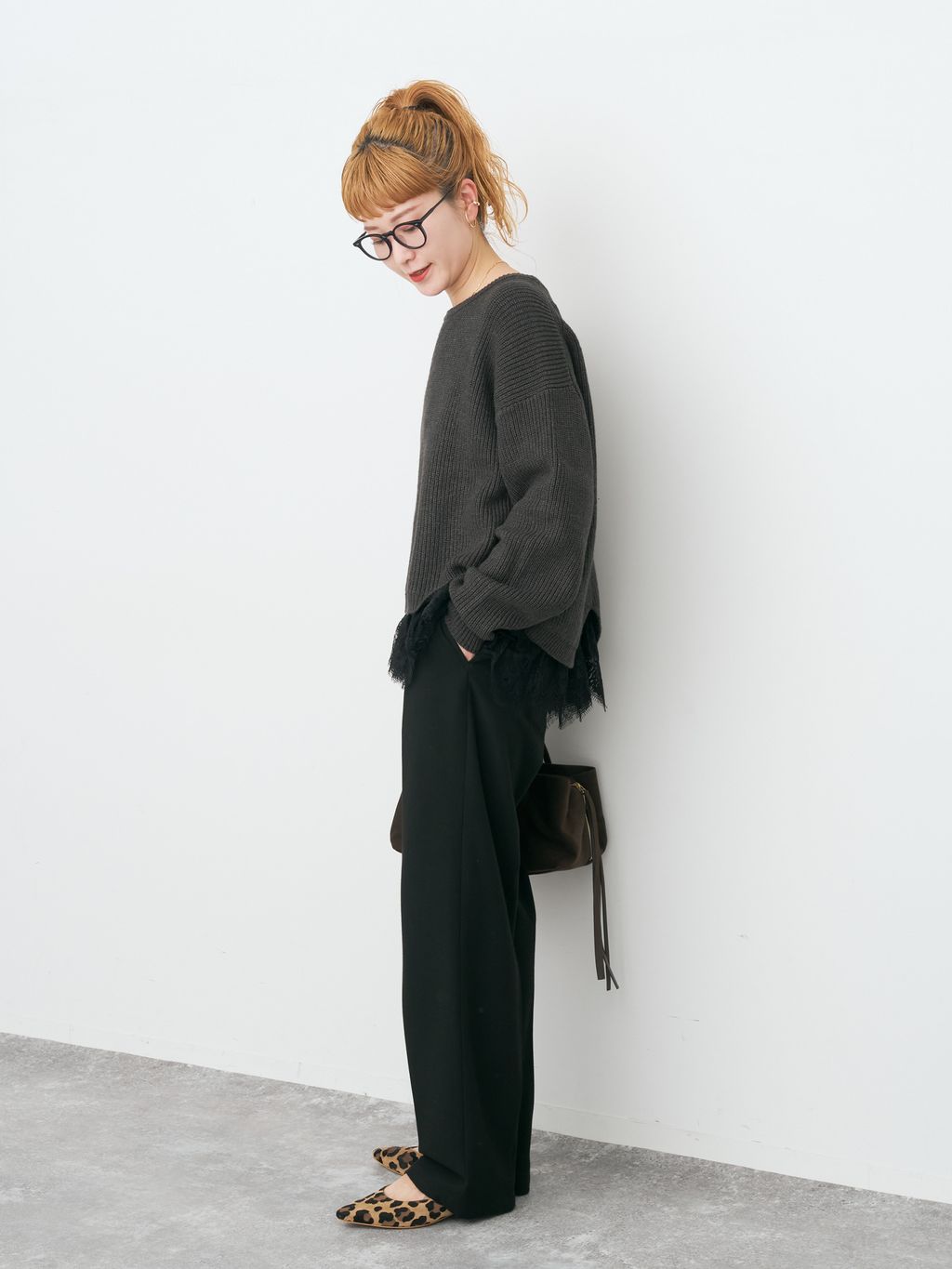 手洗い可》起毛タックテーパードパンツのコーディネートスナップ（RIKA