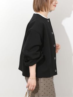 ノーカラーコクーンブルゾンのコーディネートスナップ（makoto