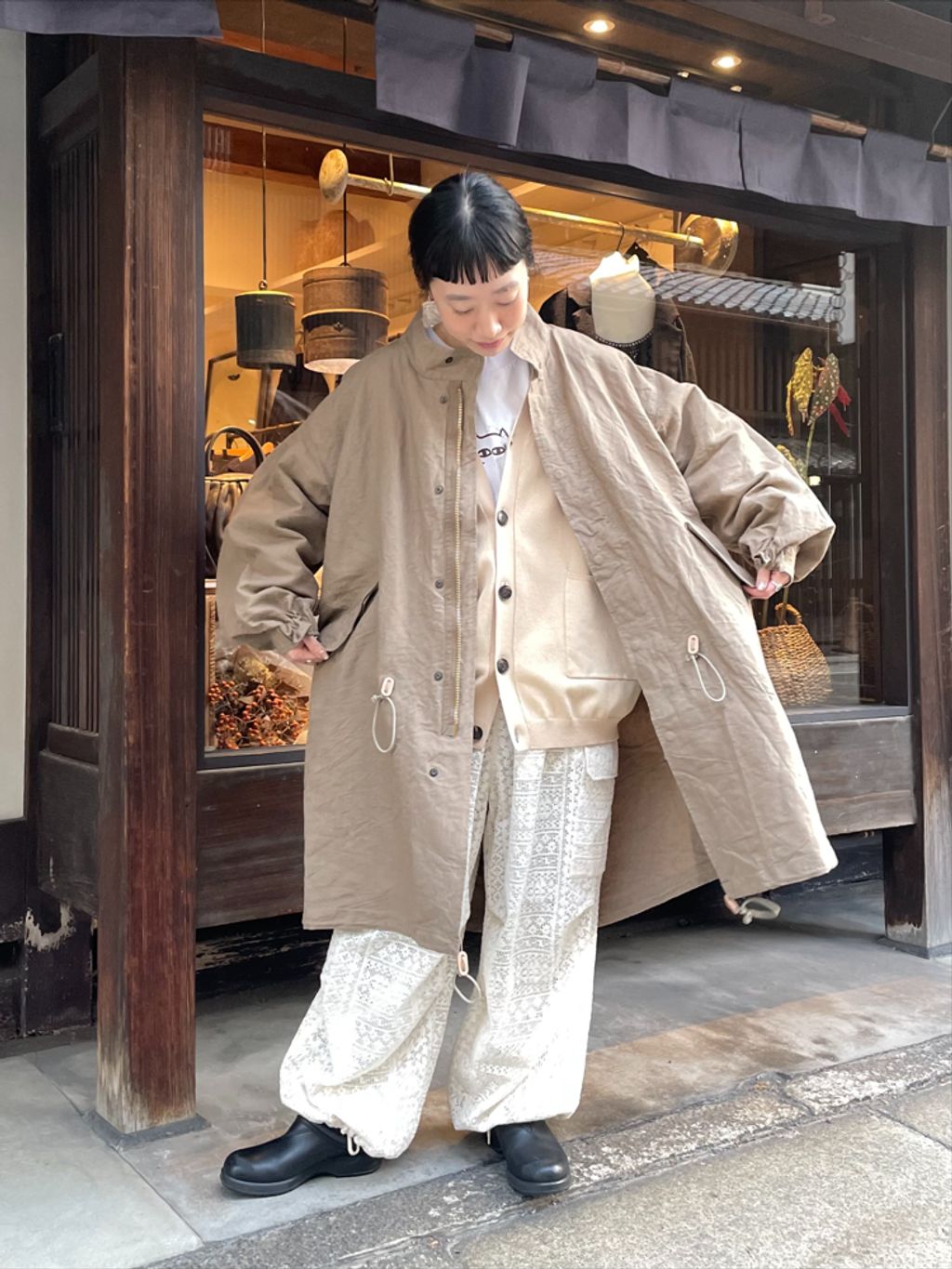 ハイツイストテンジク Vネックカーディガンのコーディネートスナップ