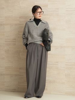 追加》super100s jersey turtle ニットのコーディネートスナップ（risa