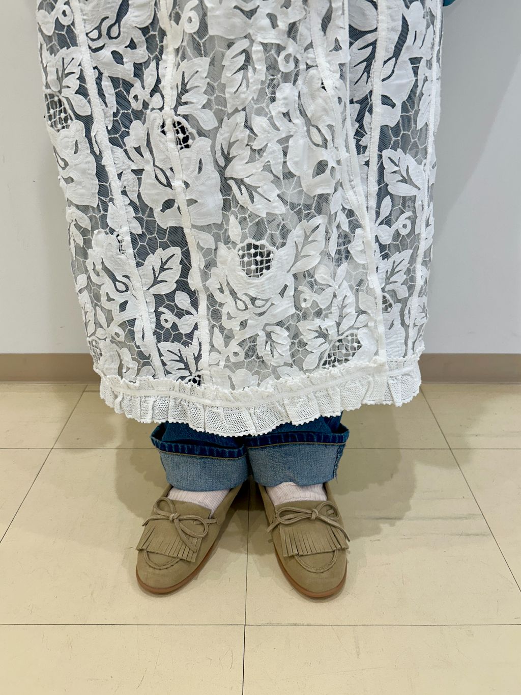 レザーモールドキルトモカシンのコーディネートスナップ（Fukuoka