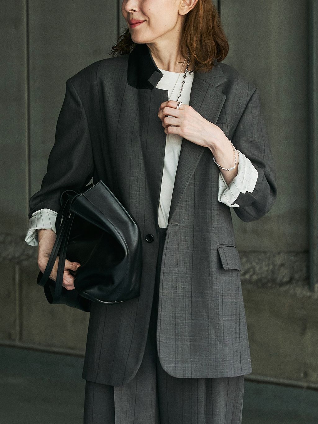 Refined チェックジャケットのコーディネートスナップ（VERMEIL Online