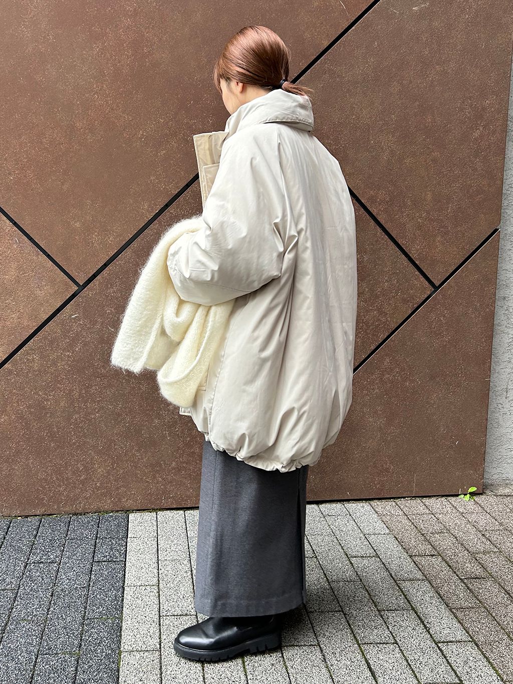 ウォッシャブル中綿モンスターパーカーブルゾンのコーディネート
