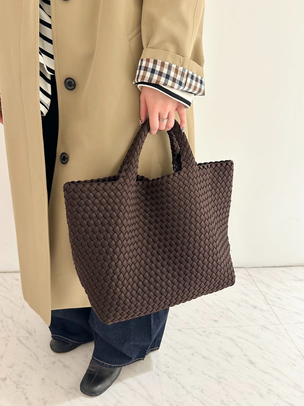 金子綾さん着用】【別注】Aquascutum×LESSAGE ステンカラーコートの