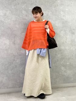 バックサテンCPOシャツブルゾンのコーディネートスナップ（M.F