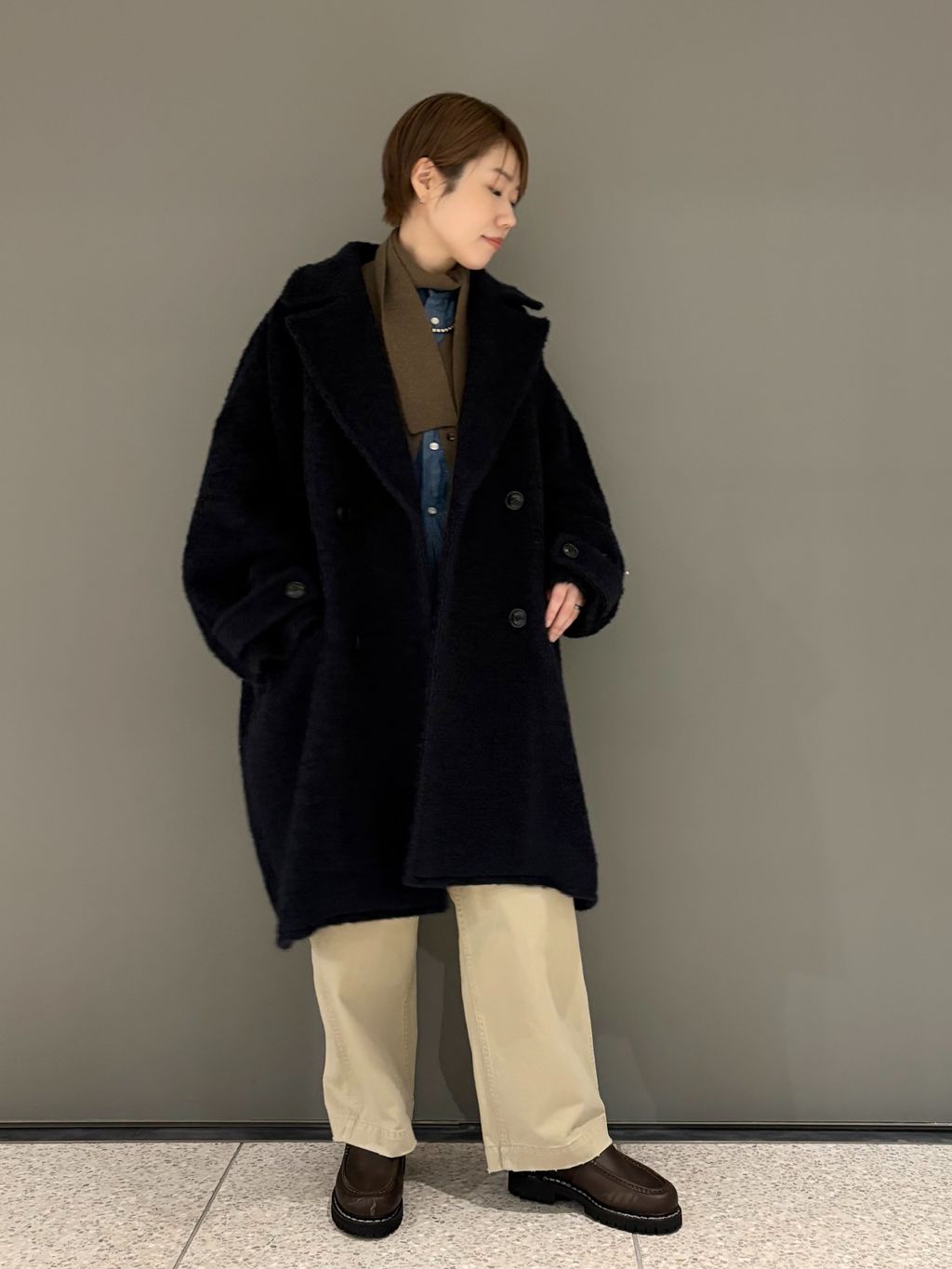 美品✨ JOURNAL STANDARD LUXE リップストップシャツコート CORDERA】 MERINO WOOL LACE WAISTCOAT TAUPEのコーディネートスナップ