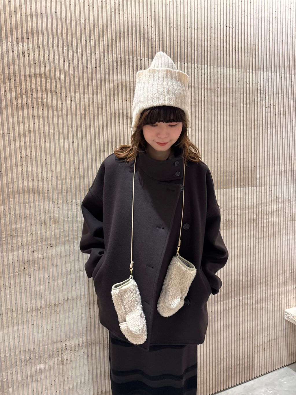 メルトンコクーンコートのコーディネートスナップ（Minami