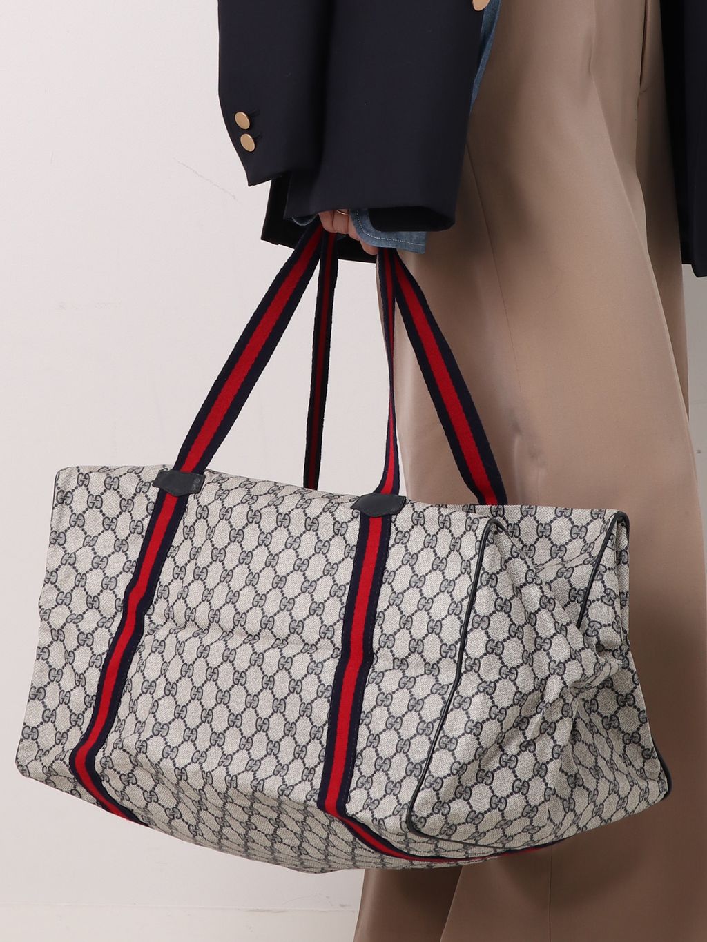 VINTAGE GUCCI/グッチ】ボストンバッグ gg webのコーディネート