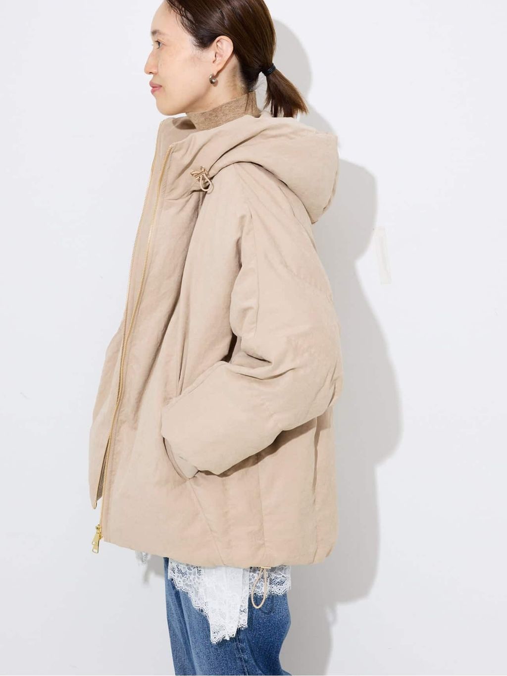 中綿ボリュームフードブルゾンのコーディネートスナップ（Sally