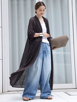 Leeway Sheer ロングカーディガンのコーディネートスナップ（MIZU