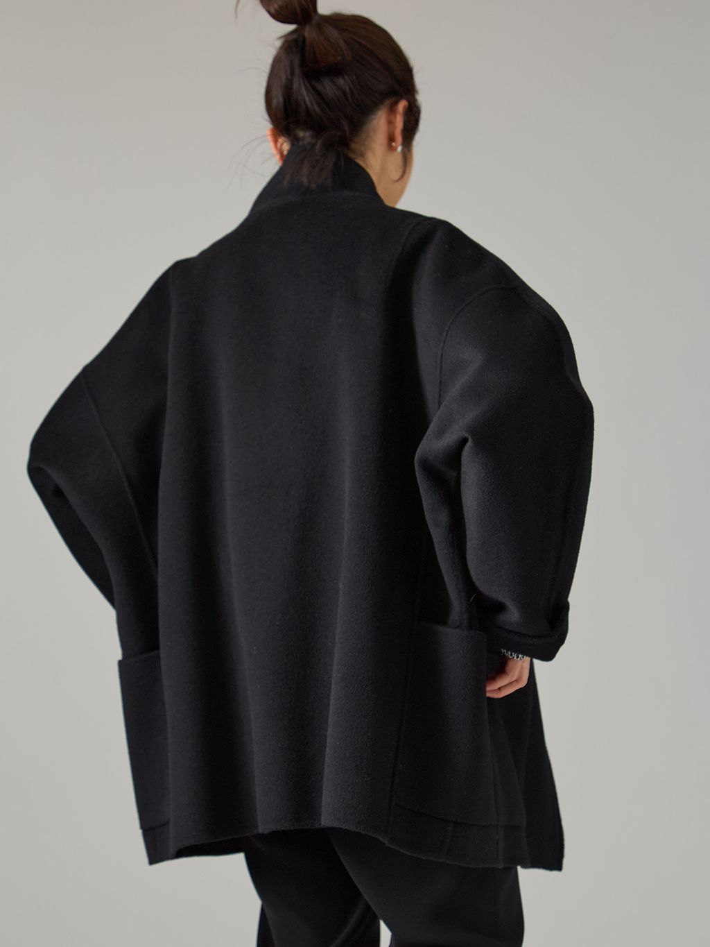 スタンドカラーZIPリバーコートのコーディネートスナップ（Woody