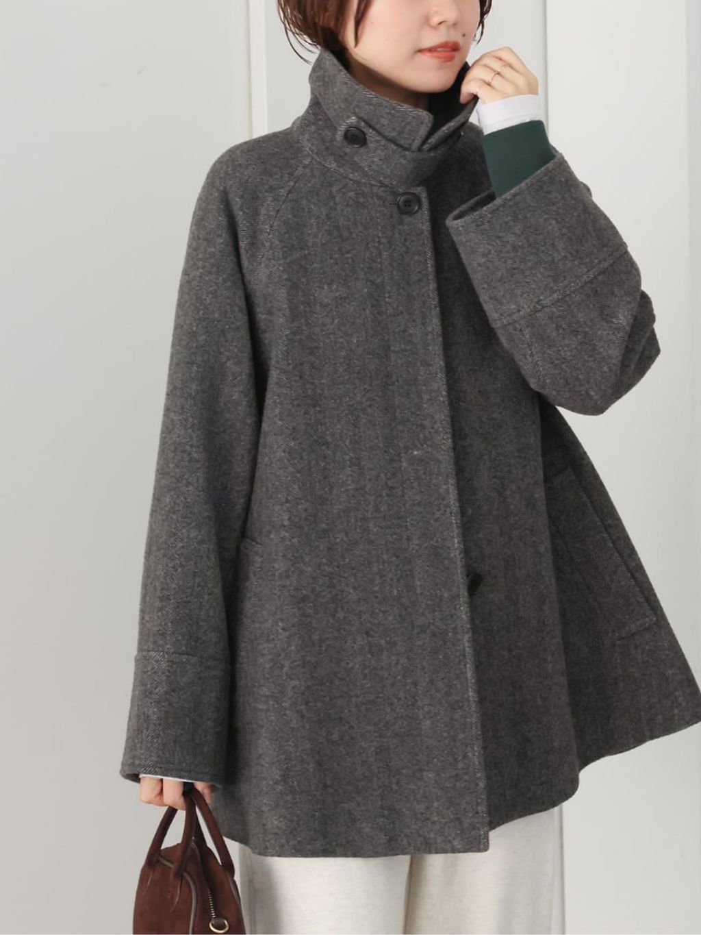 追加》尾州ウールスーパー100Aラインコートのコーディネートスナップ