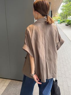 セットアップ対応可/追加》リネン混ハーフスリーブジャケットの