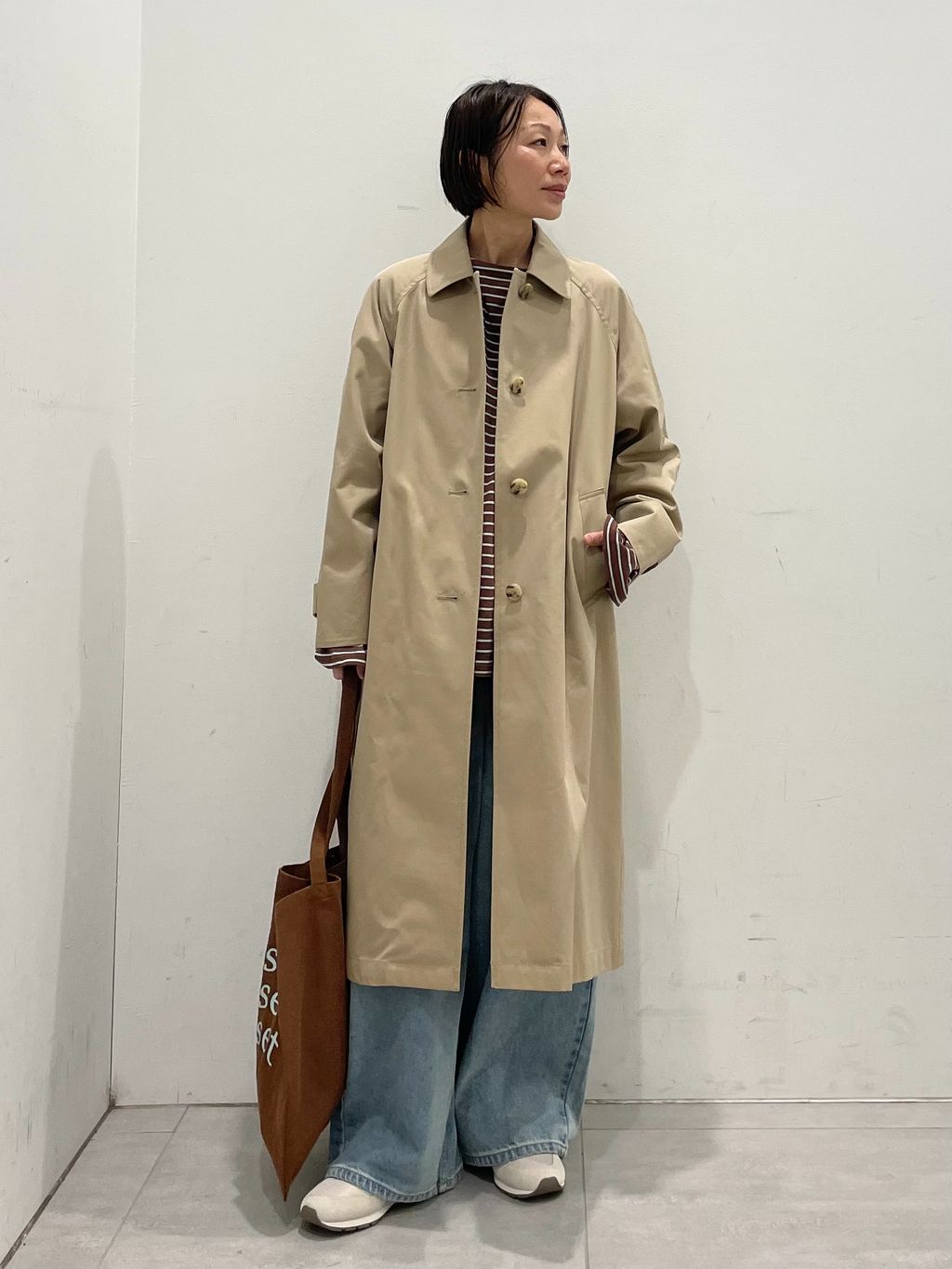 追加》スーピマコットンステンカラーコートのコーディネートスナップ